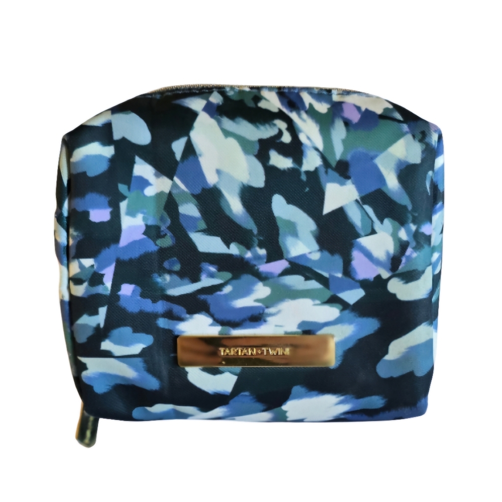 Tartan + Twine Cosmetic Bag Makeup Toiletry Small Travel Pouch Navy Multi
